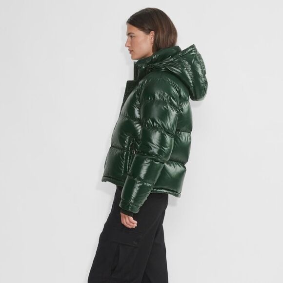 Aritzia Super Puff Shorty Hi-Gloss Down Crop Puffer Jacket Scarab Green XXS NEW - Picture 4 of 14